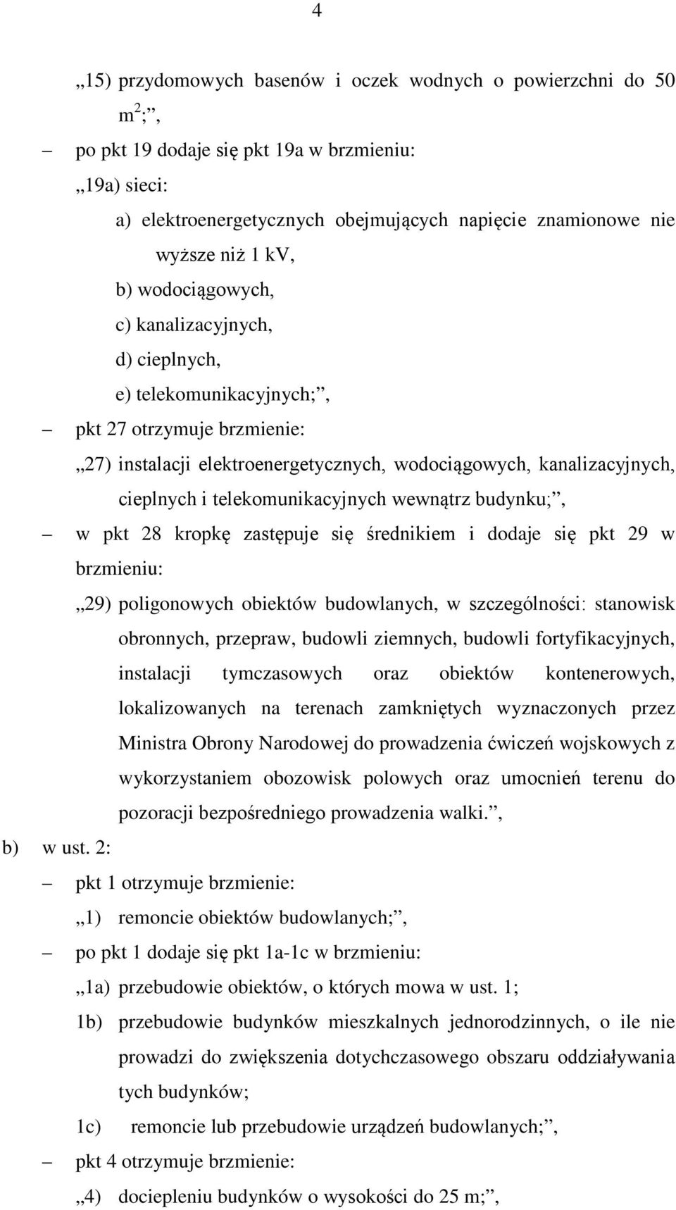 telekomunikacyjnych wewnątrz budynku;, w pkt 28 kropkę zastępuje się średnikiem i dodaje się pkt 29 w brzmieniu: 29) poligonowych obiektów budowlanych, w szczególności: stanowisk obronnych, przepraw,