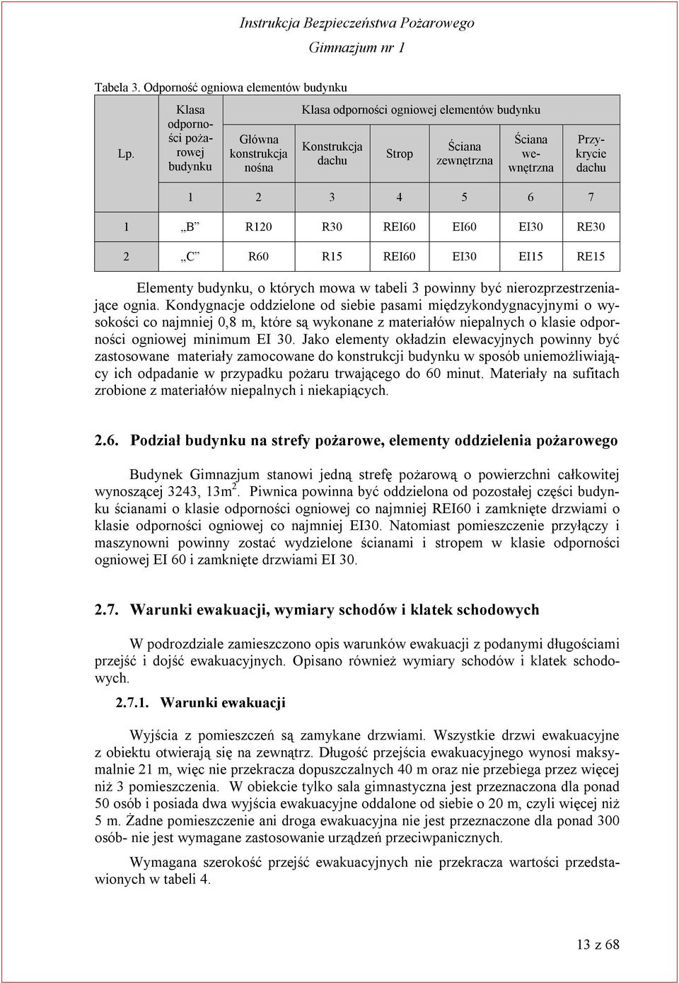 R120 R30 REI60 EI60 EI30 RE30 2 C R60 R15 REI60 EI30 EI15 RE15 Elementy budynku, o których mowa w tabeli 3 powinny być nierozprzestrzeniające ognia.