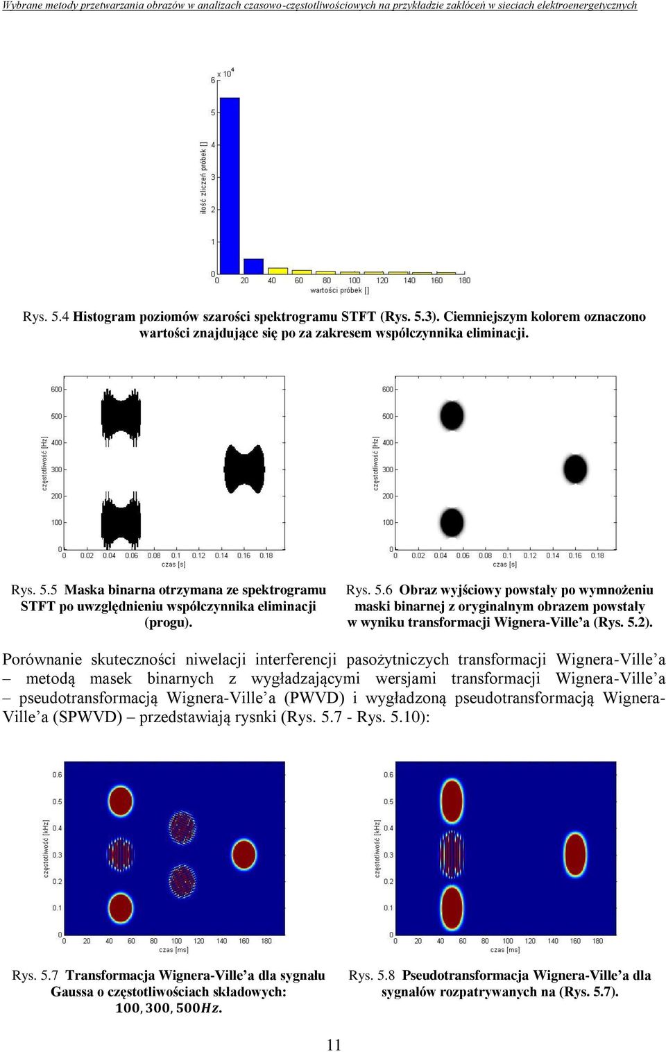 Porównanie skuteczności niwelacji interferencji pasożytniczych transformacji Wignera-Ville a metodą masek binarnych z wygładzającymi wersjami transformacji Wignera-Ville a pseudotransformacją