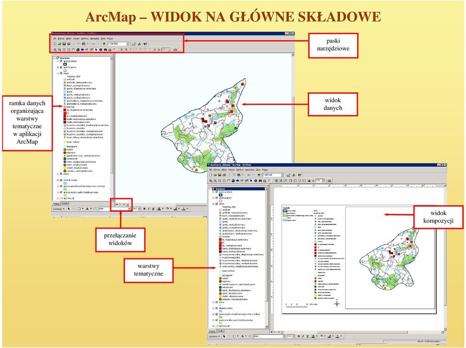 tematyczne w aplikacji ArcMap widok danych