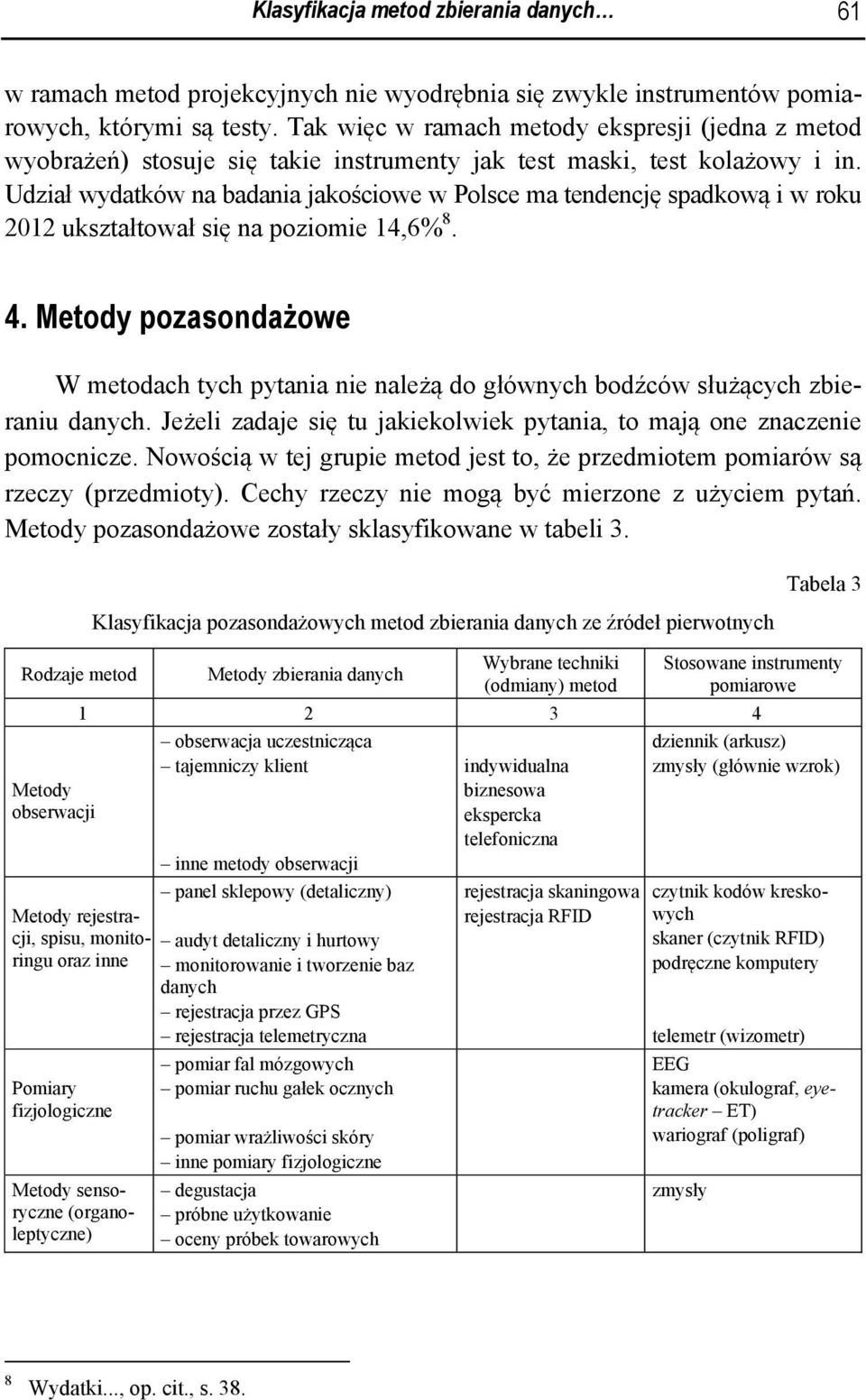 Udział wydatków na badania jakościowe w Polsce ma tendencję spadkową i w roku 2012 ukształtował się na poziomie 14,6% 8. 4.