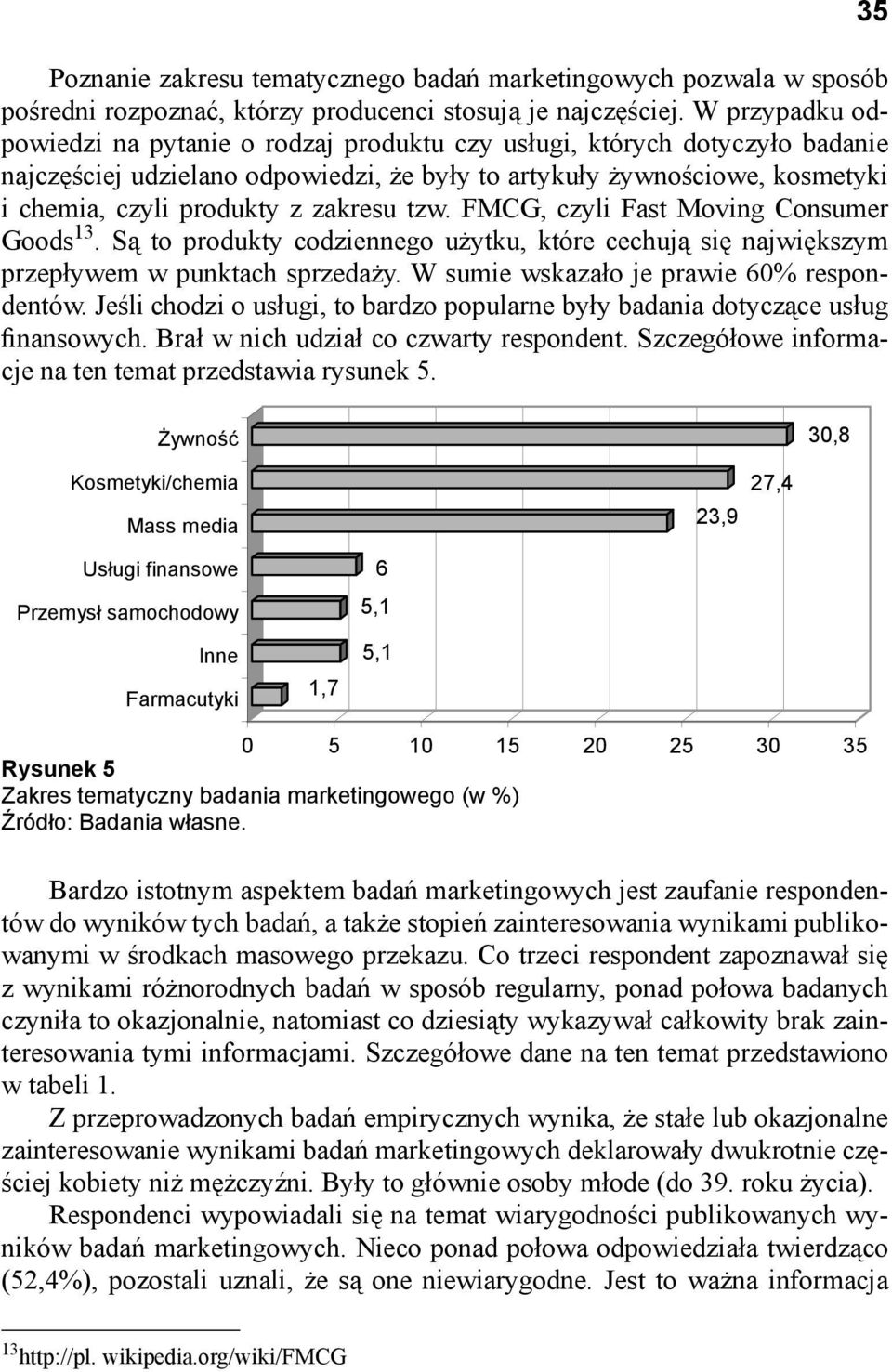 zakresu tzw. FMCG, czyli Fast Moving Consumer Goods 13. Są to produkty codziennego użytku, które cechują się największym przepływem w punktach sprzedaży. W sumie wskazało je prawie 60% respondentów.