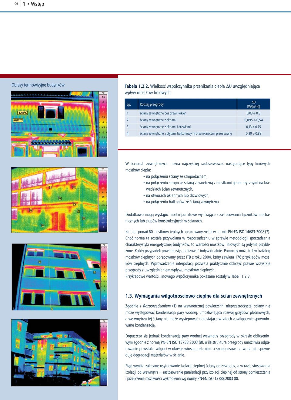 balkonowymi przenikającymi przez ścianę 0,30 0,88 W ścianach zewnętrznych można najczęściej zaobserwować następujące typy liniowych mostków ciepła: na połączeniu ściany ze stropodachem, na połączeniu