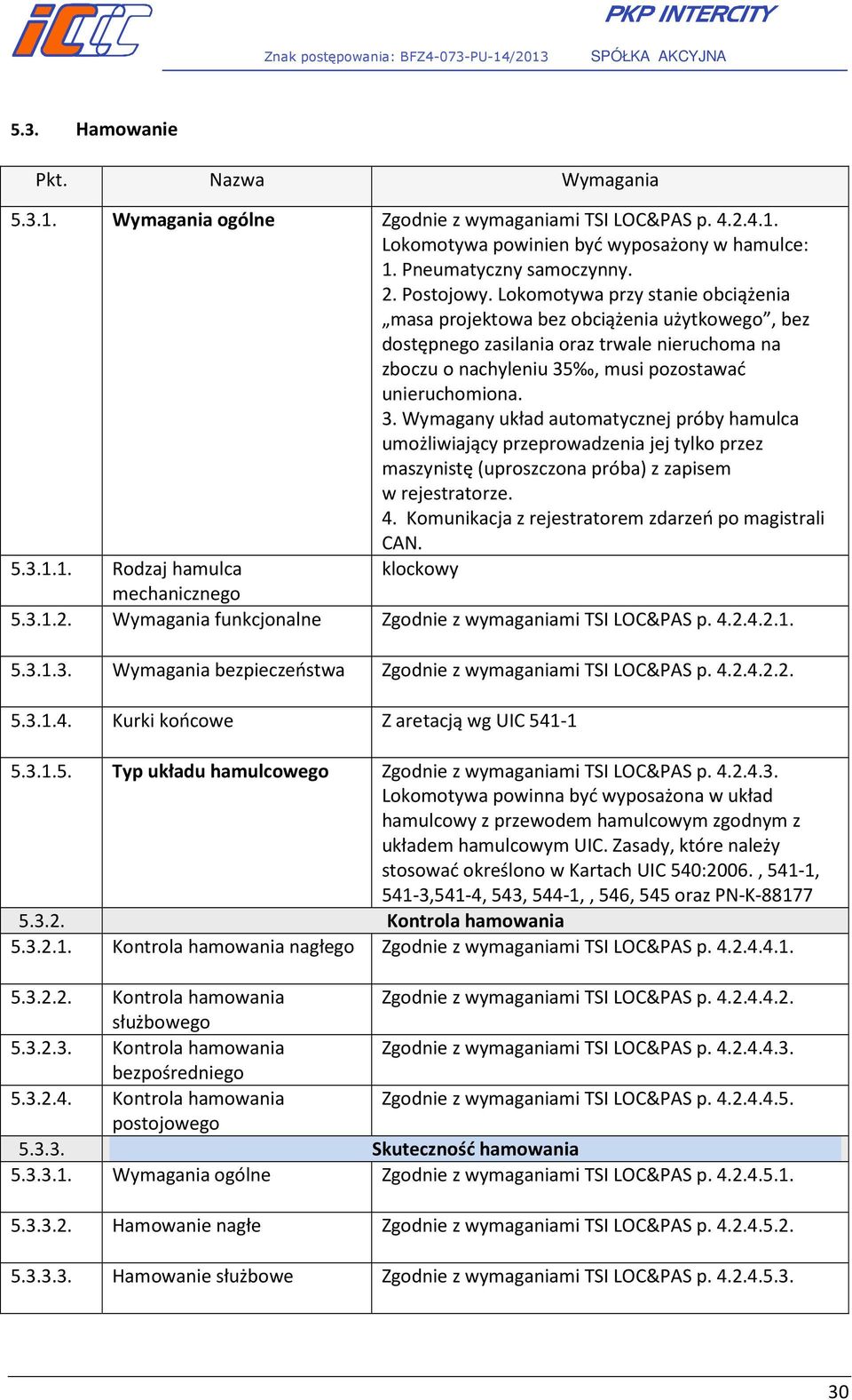 , musi pozostawać unieruchomiona. 3. Wymagany układ automatycznej próby hamulca umożliwiający przeprowadzenia jej tylko przez maszynistę (uproszczona próba) z zapisem w rejestratorze. 4.