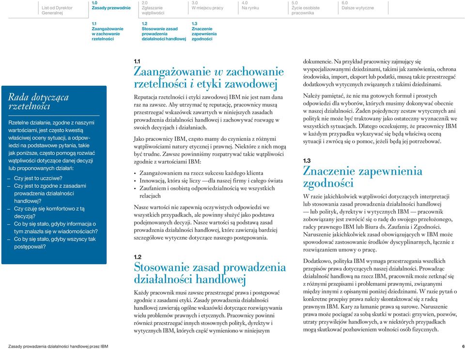 jak poniższe, często pomogą rozwiać dotyczące danej decyzji lub proponowanych działań: Czy jest to uczciwe? Czy jest to zgodne z zasadami prowadzenia działalności handlowej?