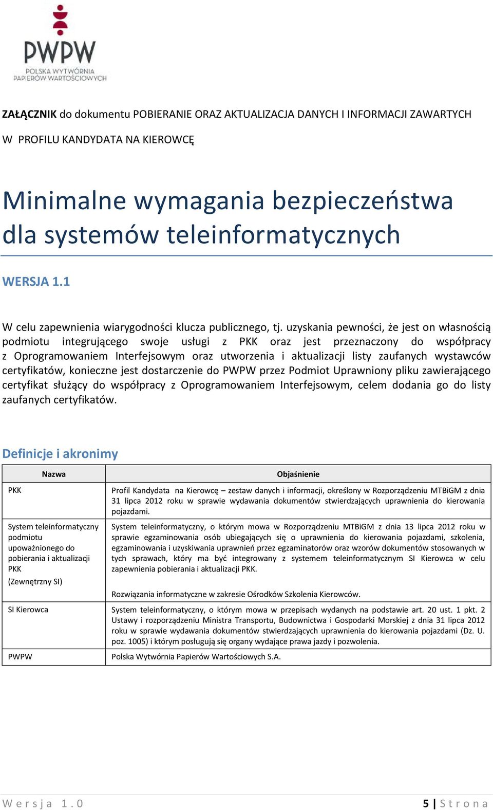 uzyskania pewności, że jest on własnością podmiotu integrującego swoje usługi z PKK oraz jest przeznaczony do współpracy z Oprogramowaniem Interfejsowym oraz utworzenia i aktualizacji listy zaufanych