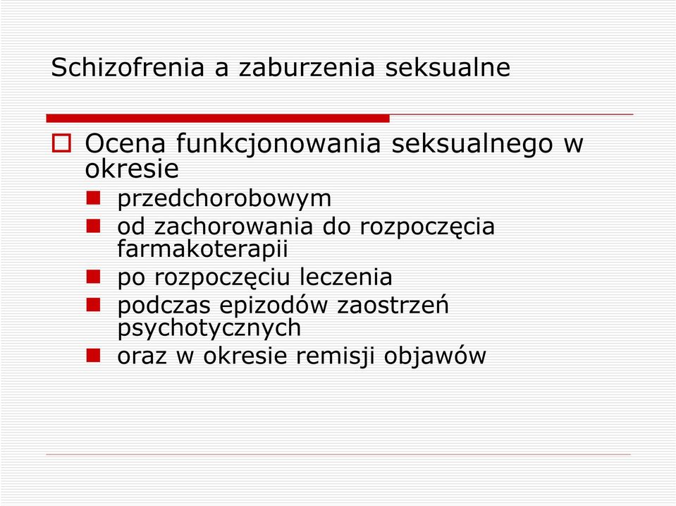 rozpoczęcia farmakoterapii po rozpoczęciu leczenia podczas