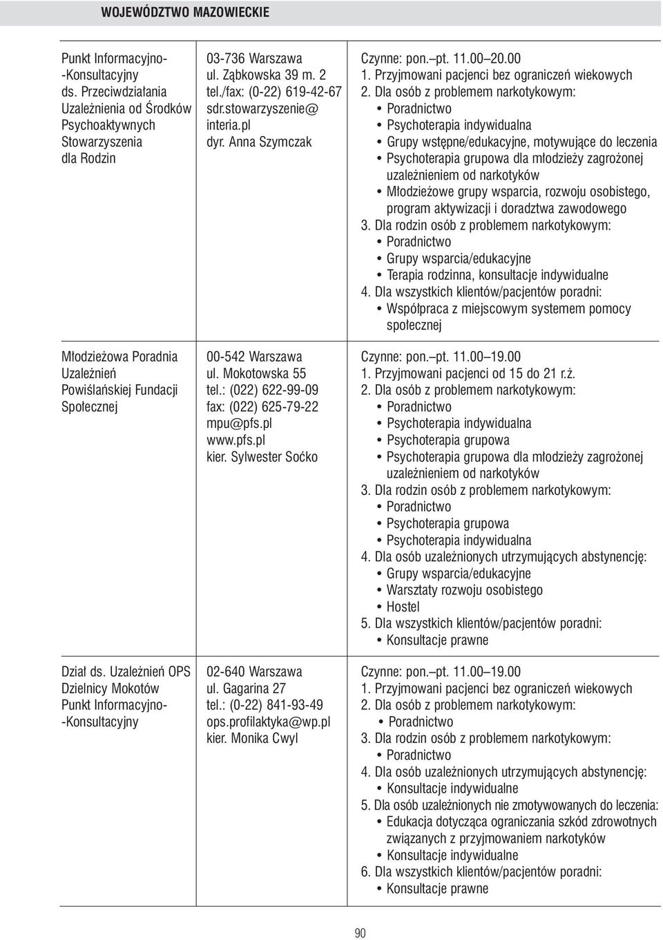 Anna Szymczak Grupy wst pne/edukacyjne, motywujàce do leczenia dla Rodzin dla m odzie y zagro onej uzale nieniem od narkotyków M odzie owe grupy wsparcia, rozwoju osobistego, program aktywizacji i