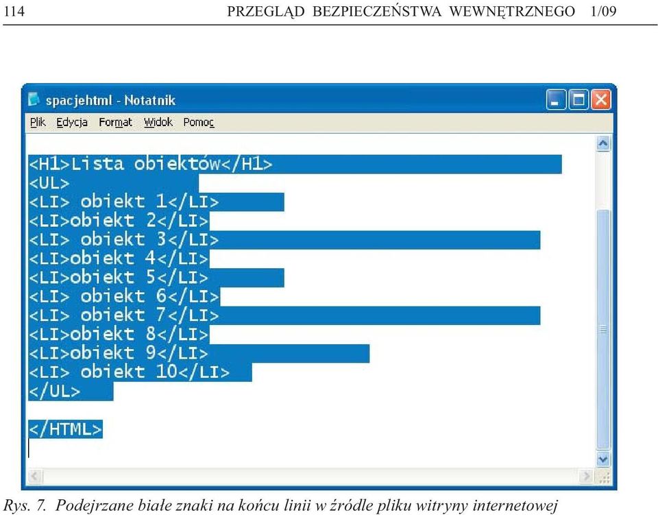 Podejrzane białe znaki na końcu