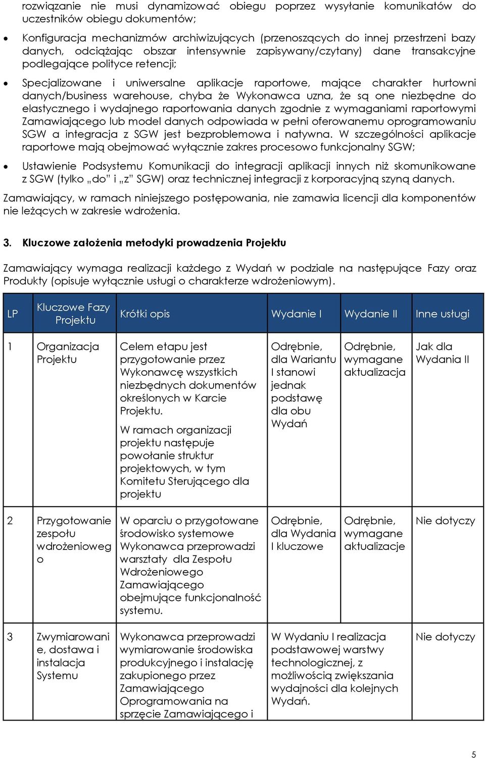 warehouse, chyba że Wykonawca uzna, że są one niezbędne do elastycznego i wydajnego raportowania danych zgodnie z wymaganiami raportowymi Zamawiającego lub model danych odpowiada w pełni oferowanemu