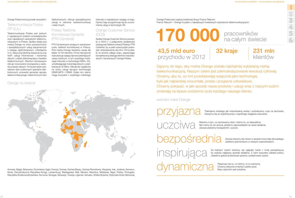 Spółka działa pod marką Orange na rynku powszechnych i specjalistycznych usług stacjonarnych o zasięgu ogólnokrajowym. Udostępnia m.in.