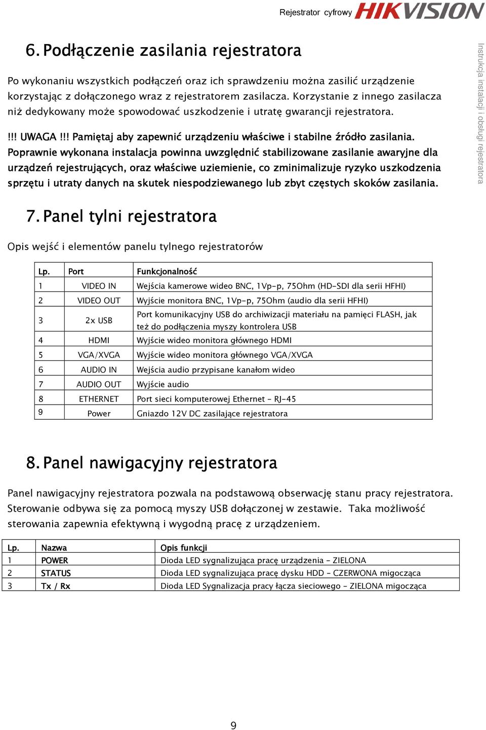 Poprawnie wykonana instalacja powinna uwzględnić stabilizowane zasilanie awaryjne dla urządzeń rejestrujących, oraz właściwe uziemienie, co zminimalizuje ryzyko uszkodzenia sprzętu i utraty ty danych