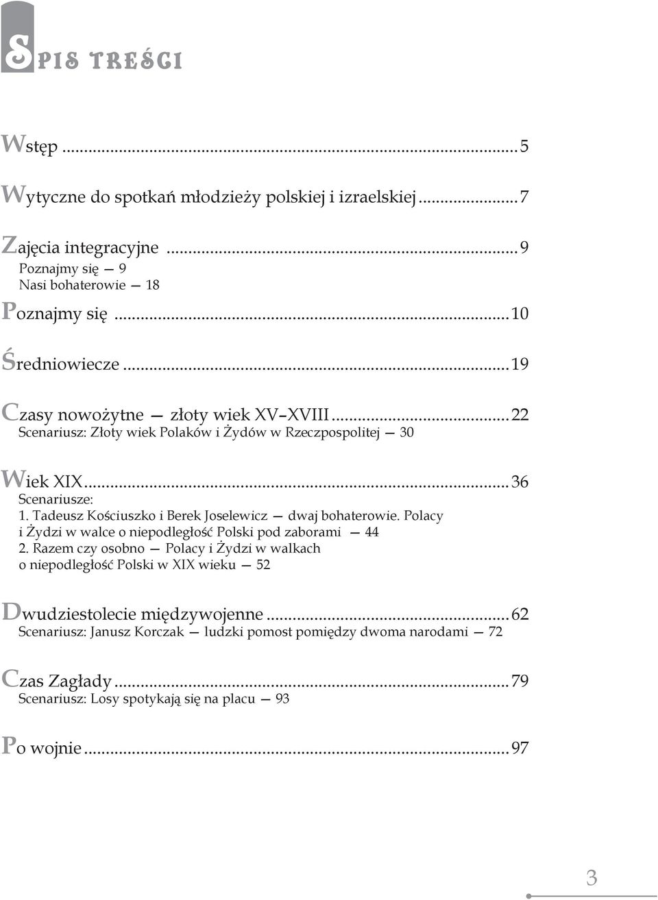 Tadeusz Kościuszko i Berek Joselewicz dwaj bohaterowie. Polacy i Żydzi w walce o niepodległość Polski pod zaborami 442 2. Razem czy osobno Polacy i Żydzi w walkach.