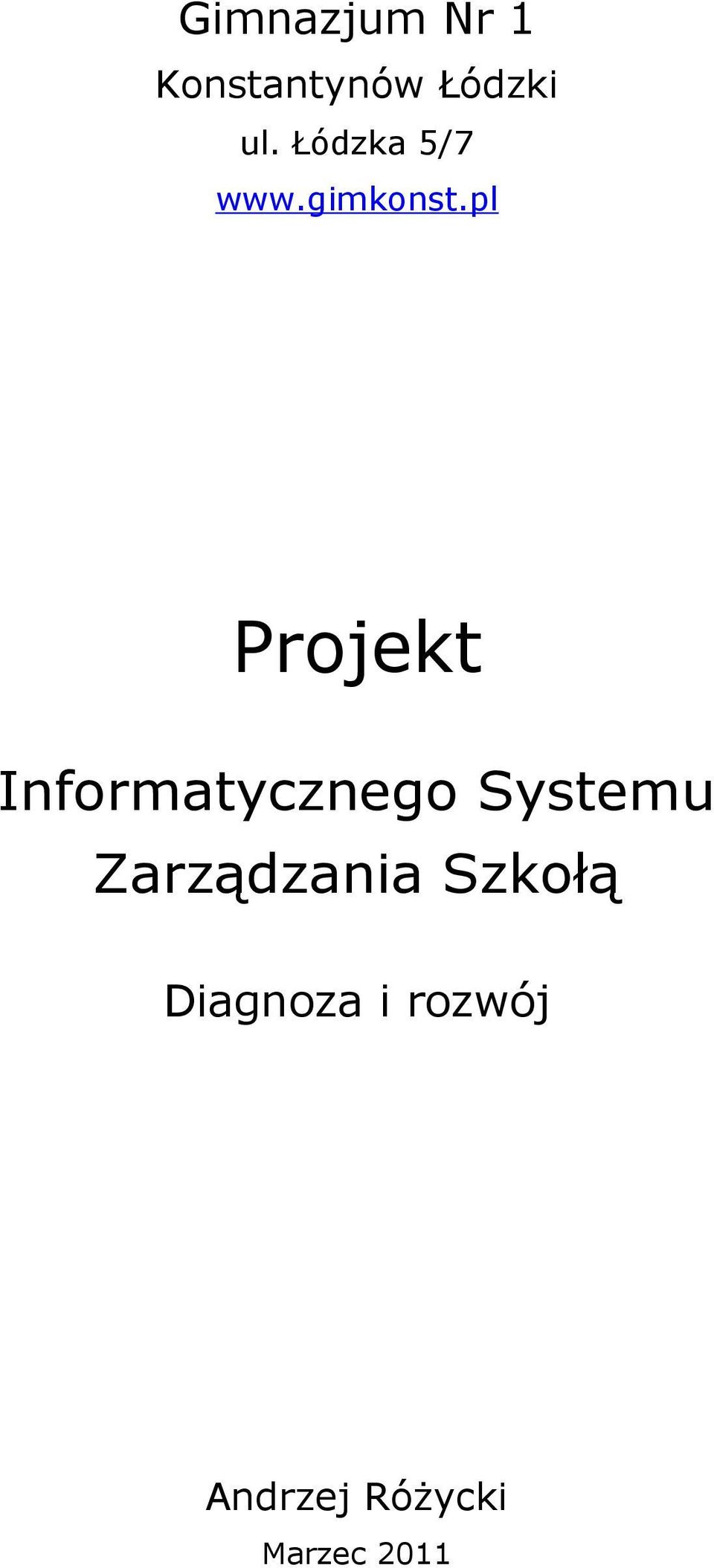 pl Projekt Informatycznego Systemu