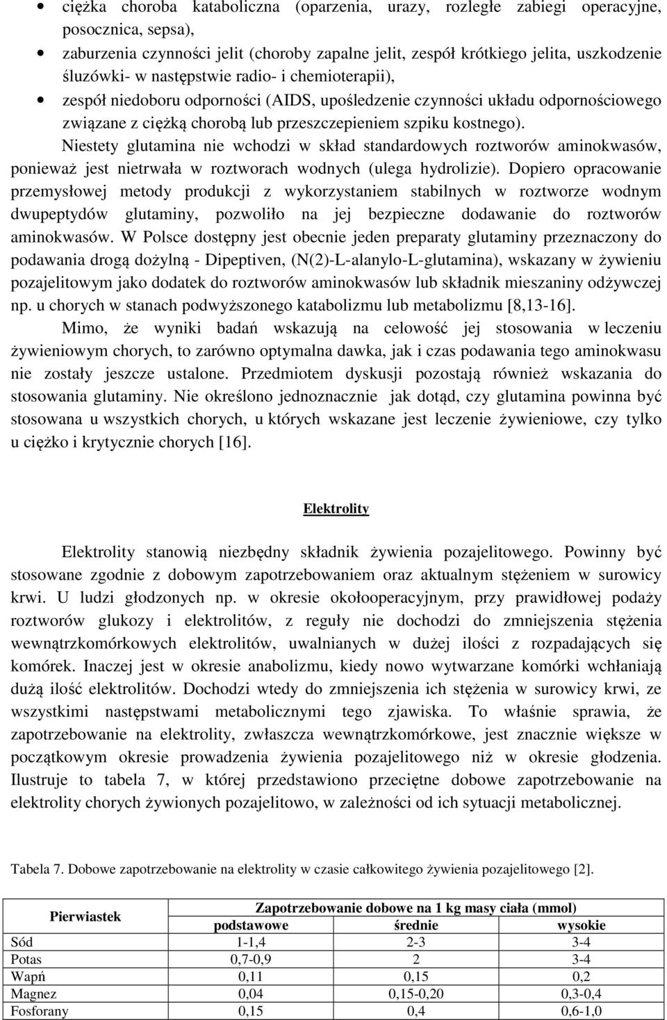 Niestety glutamina nie wchodzi w skład standardowych roztworów aminokwasów, ponieważ jest nietrwała w roztworach wodnych (ulega hydrolizie).