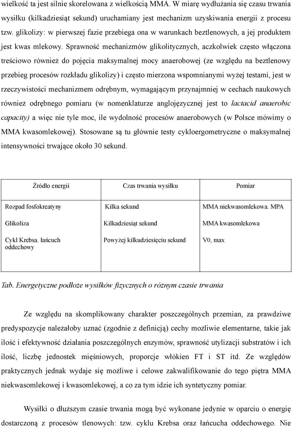 Sprawność mechanizmów glikolitycznych, aczkolwiek często włączona treściowo również do pojęcia maksymalnej mocy anaerobowej (ze względu na beztlenowy przebieg procesów rozkładu glikolizy) i często