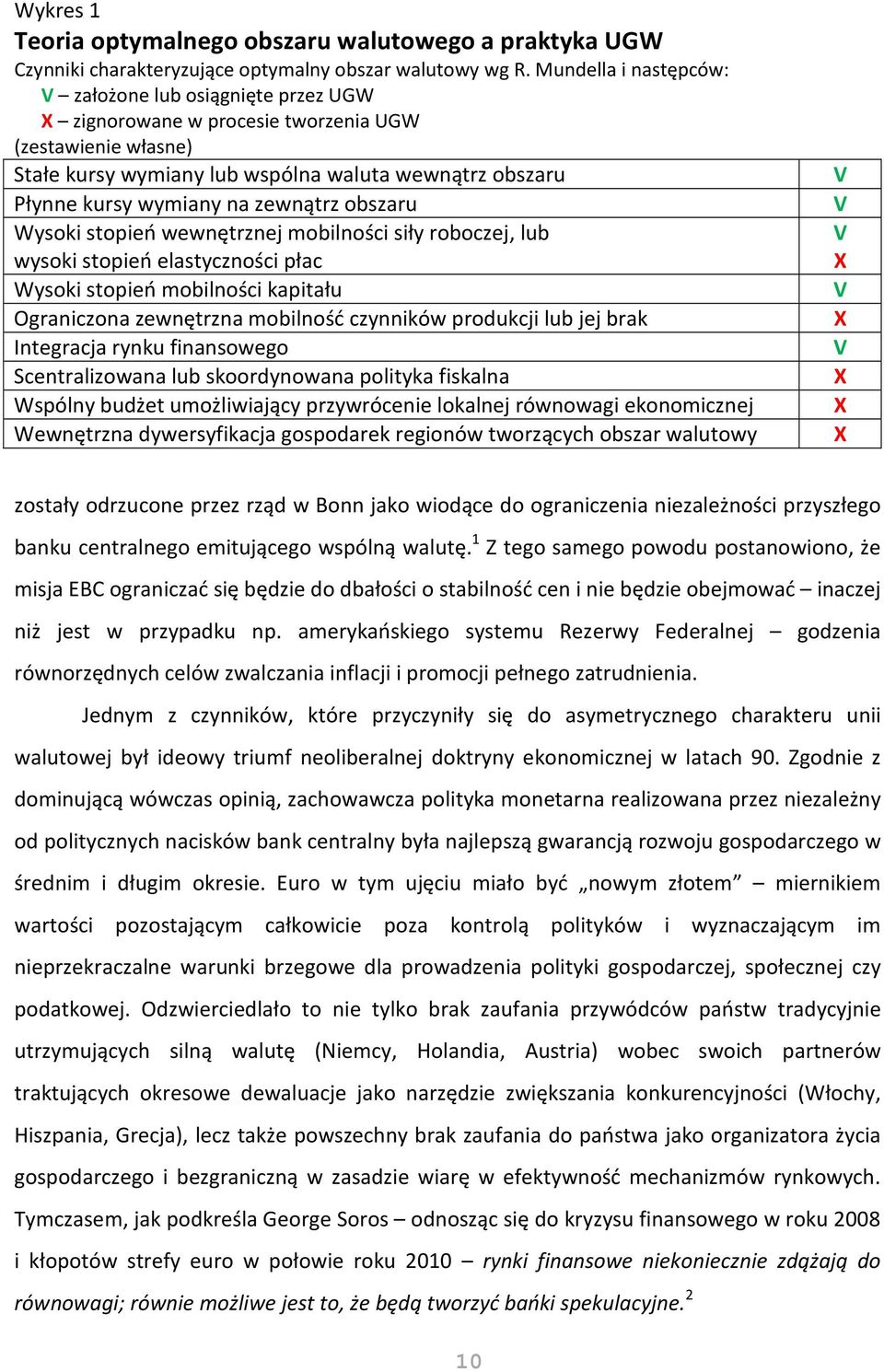 zewnątrz obszaru Wysoki stopień wewnętrznej mobilności siły roboczej, lub wysoki stopień elastyczności płac Wysoki stopień mobilności kapitału Ograniczona zewnętrzna mobilność czynników produkcji lub