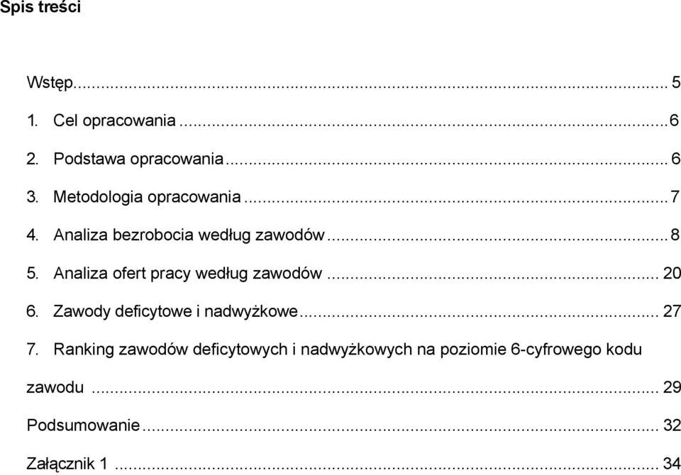 Analiza ofert pracy według zawodów... 20 6. Zawody deficytowe i nadwyżkowe... 27 7.