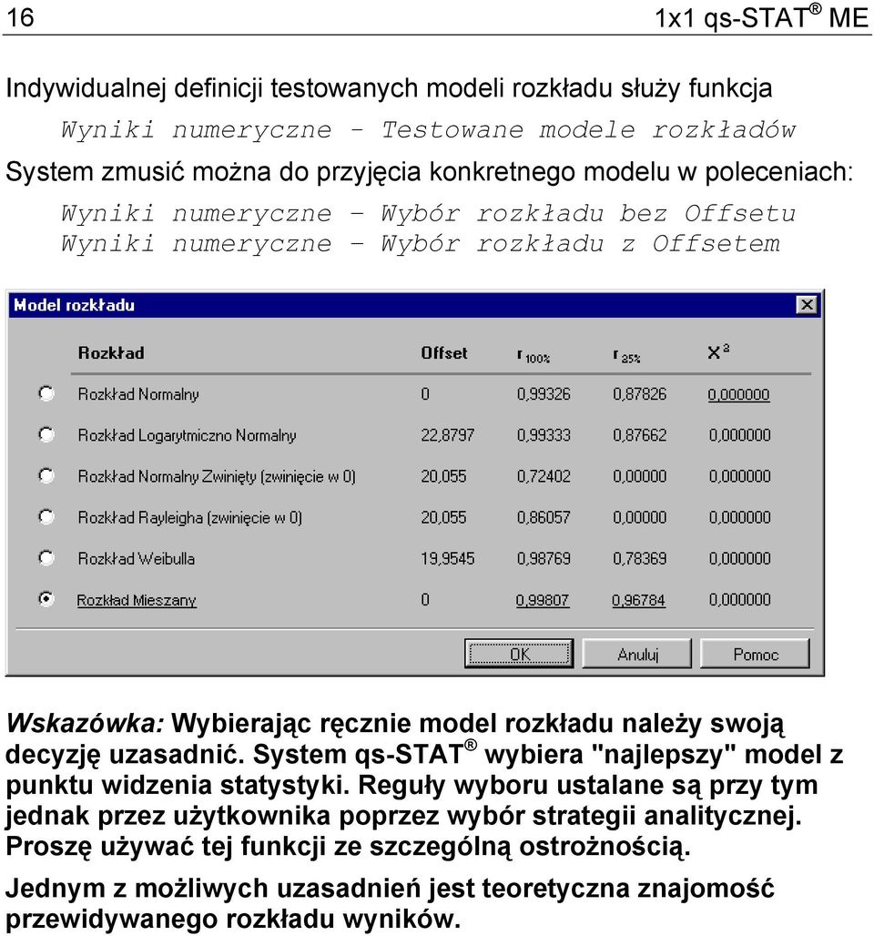 należy swoją decyzję uzasadnić. System qs-stat wybiera "najlepszy" model z punktu widzenia statystyki.