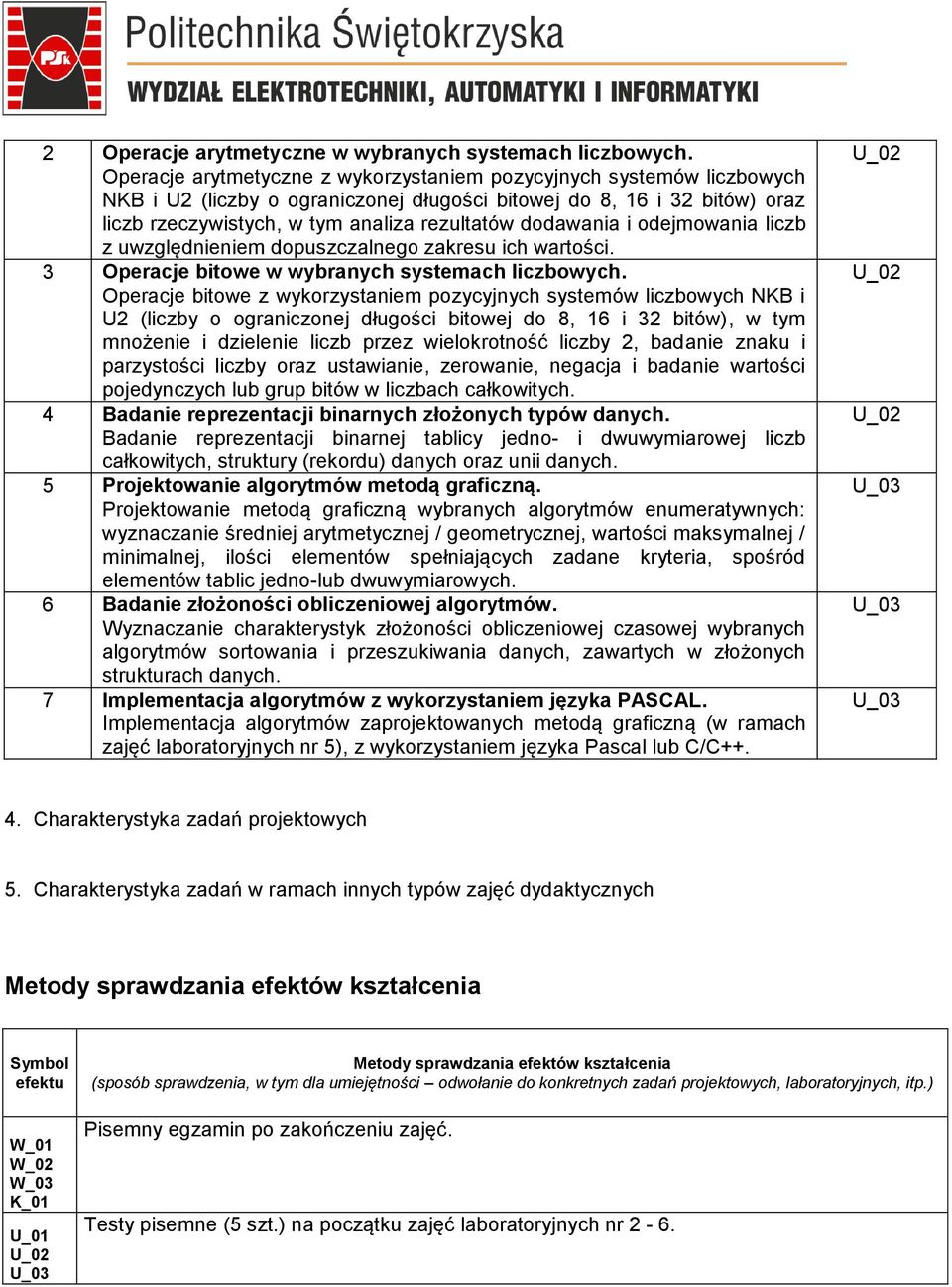 dodawania i odejmowania liczb z uwzględnieniem dopuszczalnego zakresu ich wartości. 3 Operacje bitowe w wybranych systemach liczbowych.
