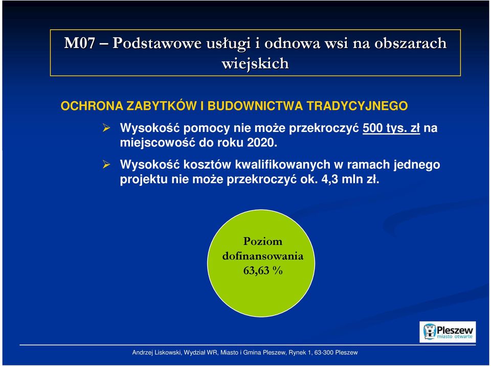 tys. zł na miejscowość do roku 2020.