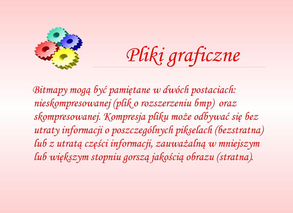 Kompresja pliku może odbywać się bez utraty informacji o poszczególnych pikselach