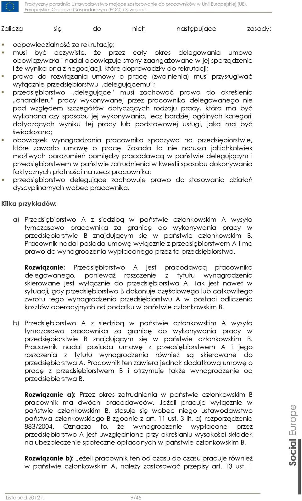 przedsiębiorstwo delegujące musi zachować prawo do określenia charakteru pracy wykonywanej przez pracownika delegowanego nie pod względem szczegółów dotyczących rodzaju pracy, która ma być wykonana