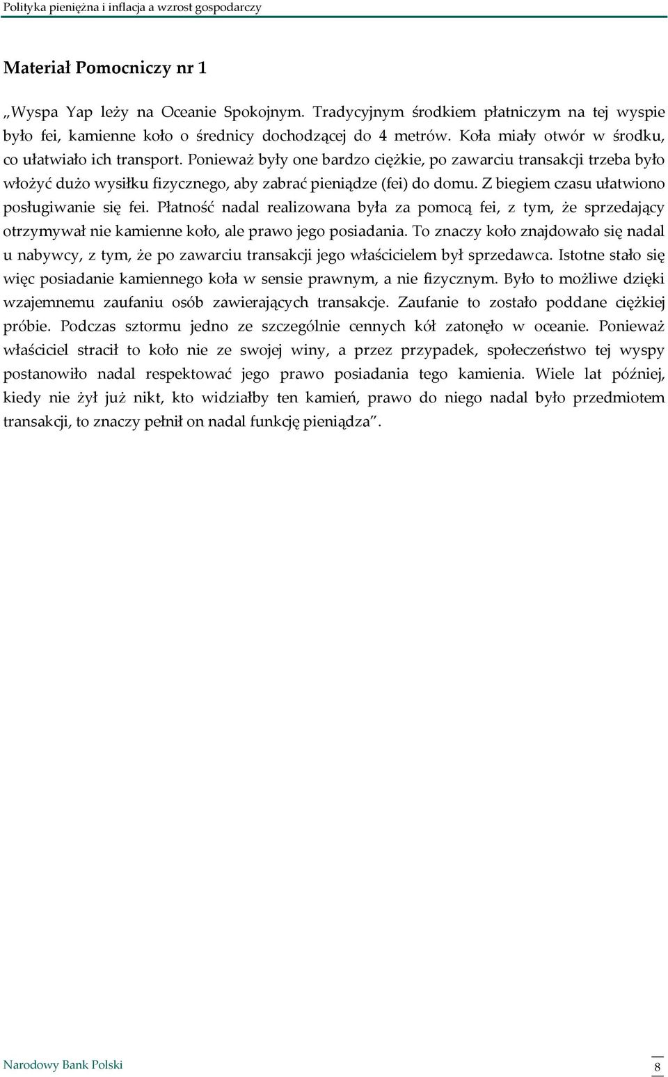 Z biegiem czasu ułatwiono posługiwanie się fei. Płatność nadal realizowana była za pomocą fei, z tym, że sprzedający otrzymywał nie kamienne koło, ale prawo jego posiadania.