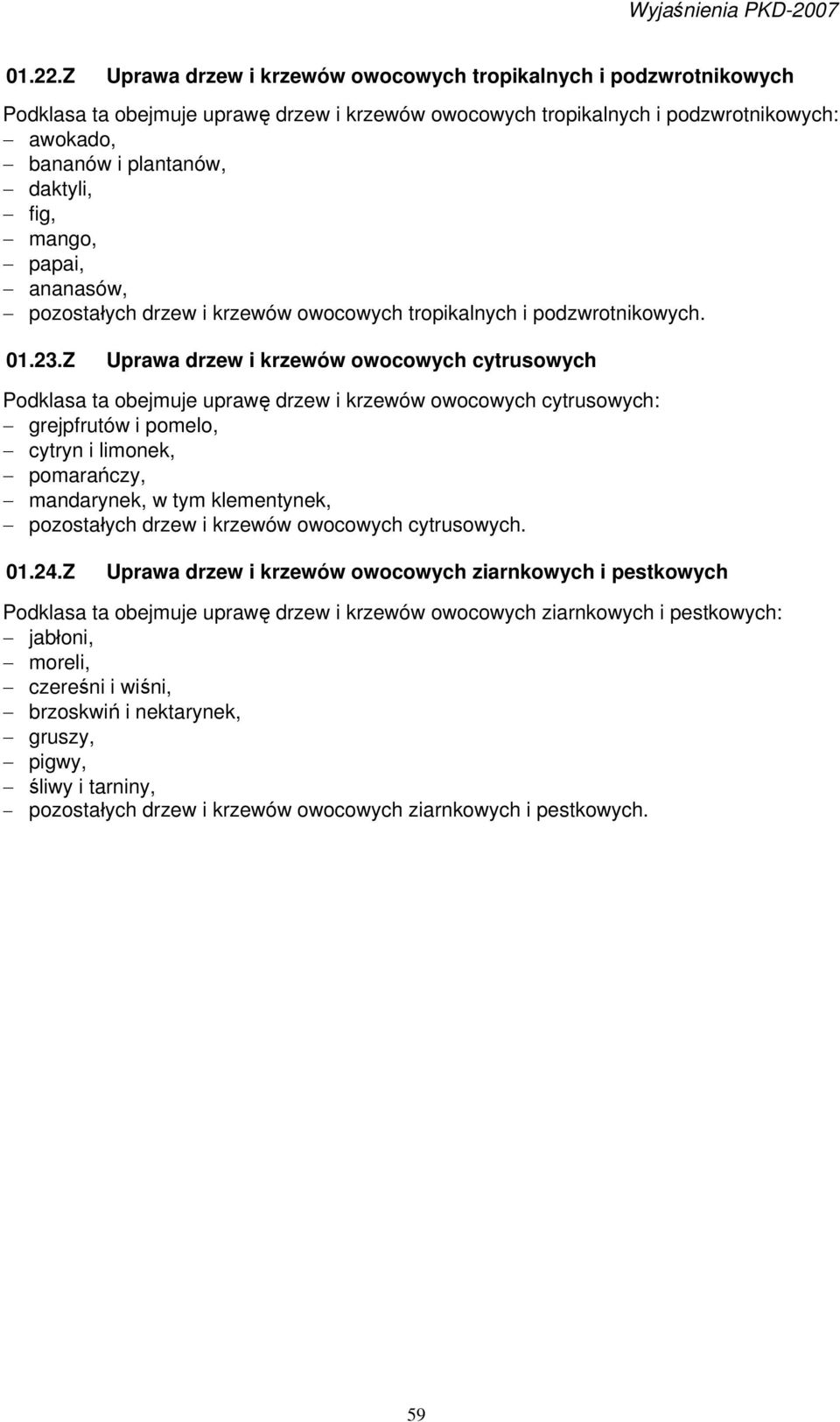 mango, papai, ananasów, pozostałych drzew i krzewów owocowych tropikalnych i podzwrotnikowych. 01.23.