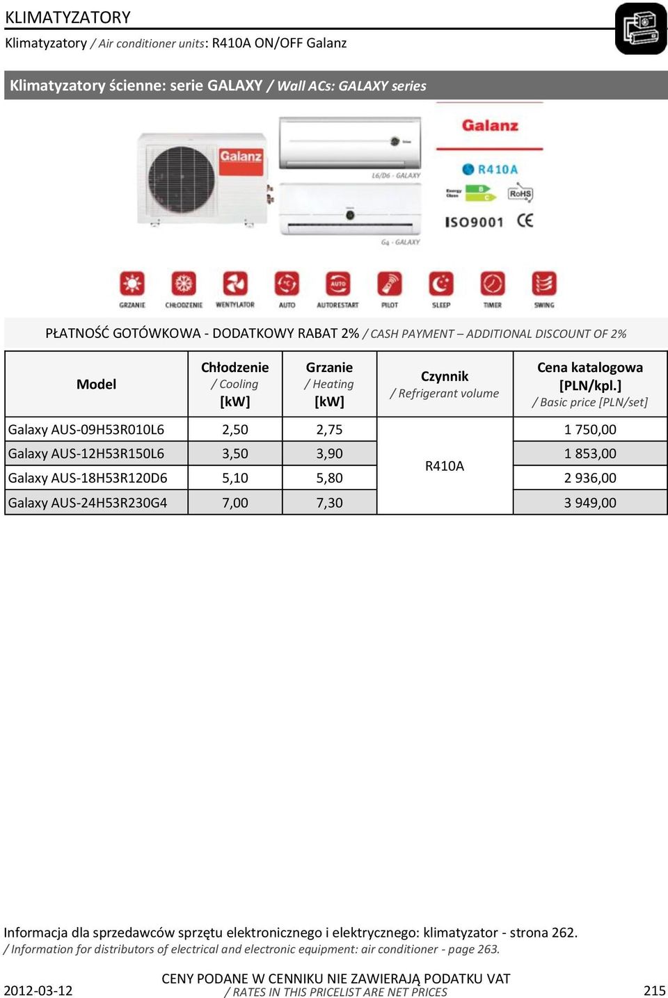 ] 1 750,00 Galaxy AUS-12H53R150L6 3,50 3,90 1 853,00 Galaxy AUS-18H53R120D6 5,10 5,80 2