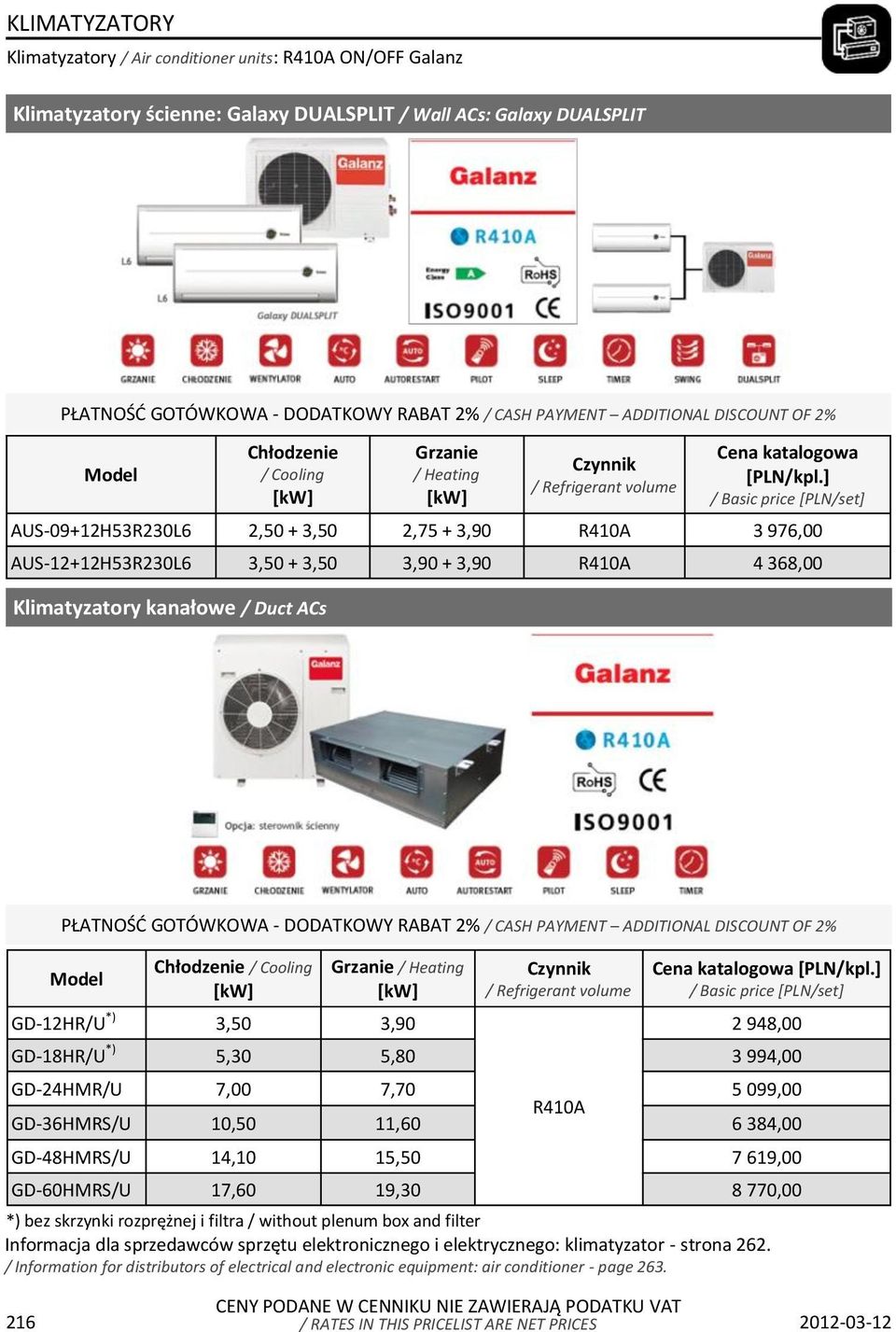 *) 3,50 3,90 2 948,00 GD-18HR/U *) 5,30 5,80 3 994,00 GD-24HMR/U 7,00 7,70 5 099,00 GD-36HMRS/U 10,50 11,60 6 384,00 GD-48HMRS/U 14,10 15,50 7 619,00