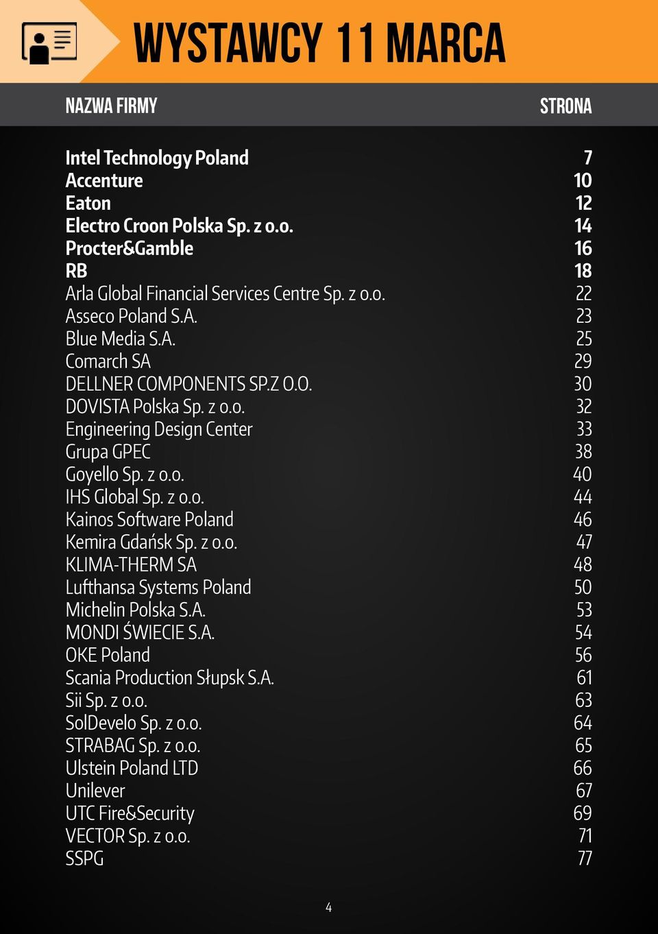 z o.o. 44 Kainos Software Poland 46 Kemira Gdańsk Sp. z o.o. 47 KLIMA-THERM SA 48 Lufthansa Systems Poland 50 Michelin Polska S.A. 53 MONDI ŚWIECIE S.A. 54 OKE Poland 56 Scania Production Słupsk S.