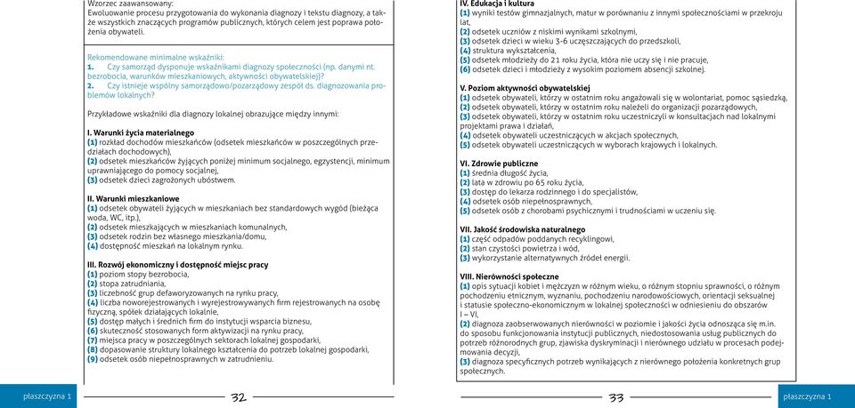 Czy istnieje wspólny samorządowo/pozarządowy zespół ds. diagnozowania problemów lokalnych? Przykładowe wskaźniki dla diagnozy lokalnej obrazujące między innymi: I.