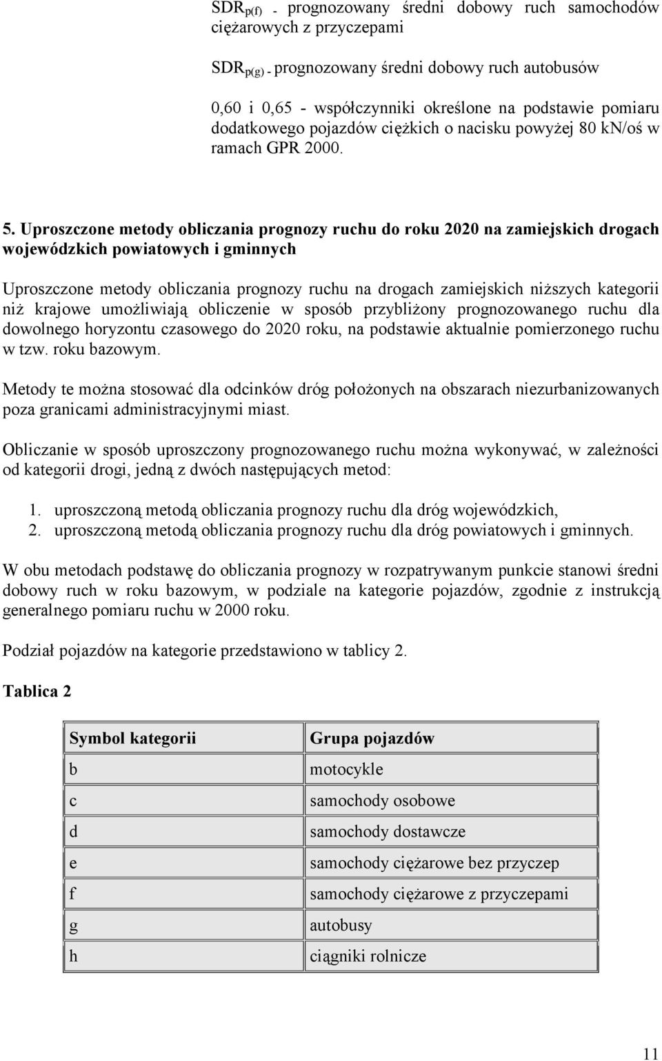 Uproszczone metody obliczania prognozy ruchu do roku 2020 na zamiejskich drogach wojewódzkich powiatowych i gminnych Uproszczone metody obliczania prognozy ruchu na drogach zamiejskich niższych