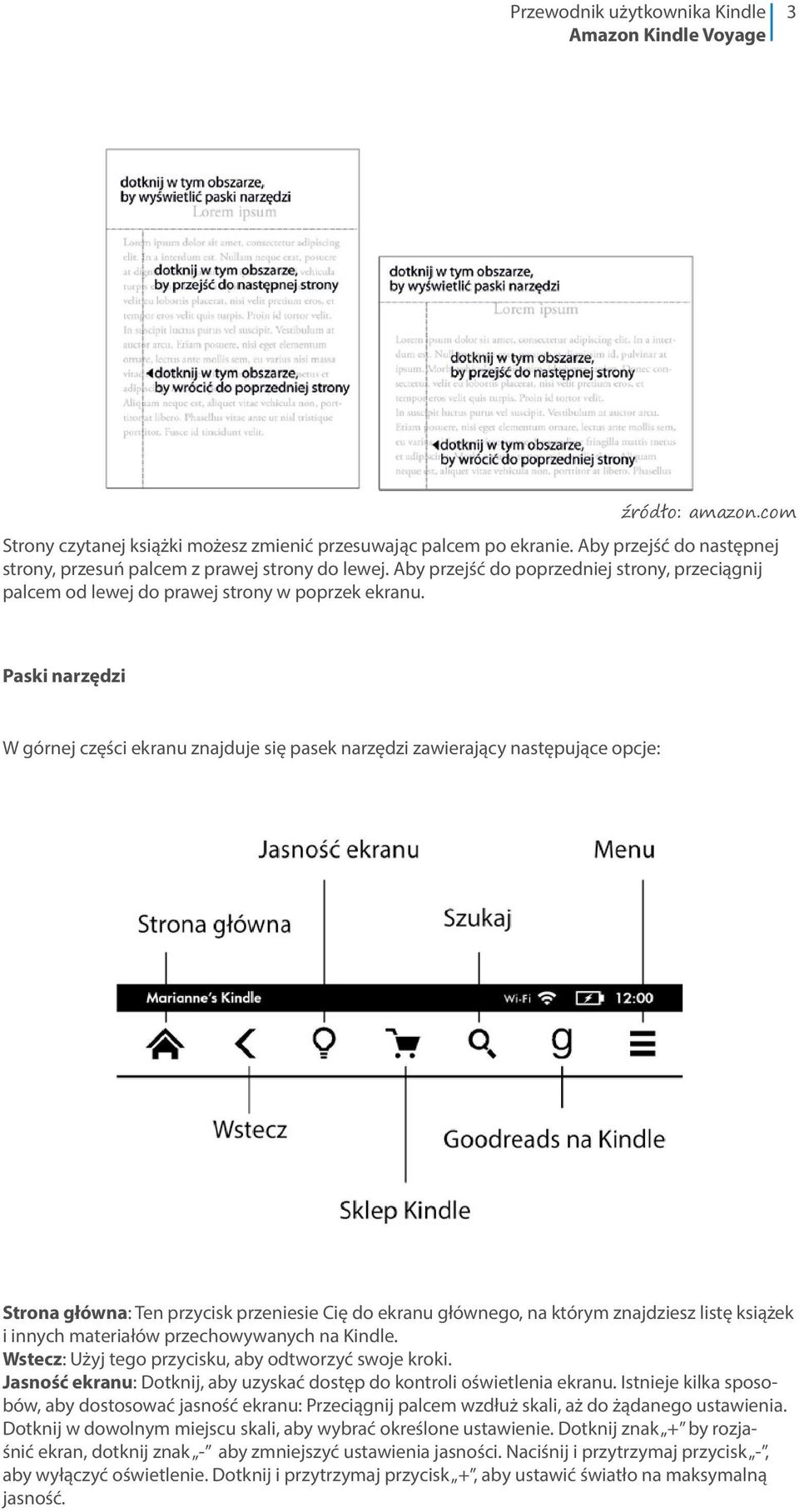 Paski narzędzi W górnej części ekranu znajduje się pasek narzędzi zawierający następujące opcje: Strona główna: Ten przycisk przeniesie Cię do ekranu głównego, na którym znajdziesz listę książek i