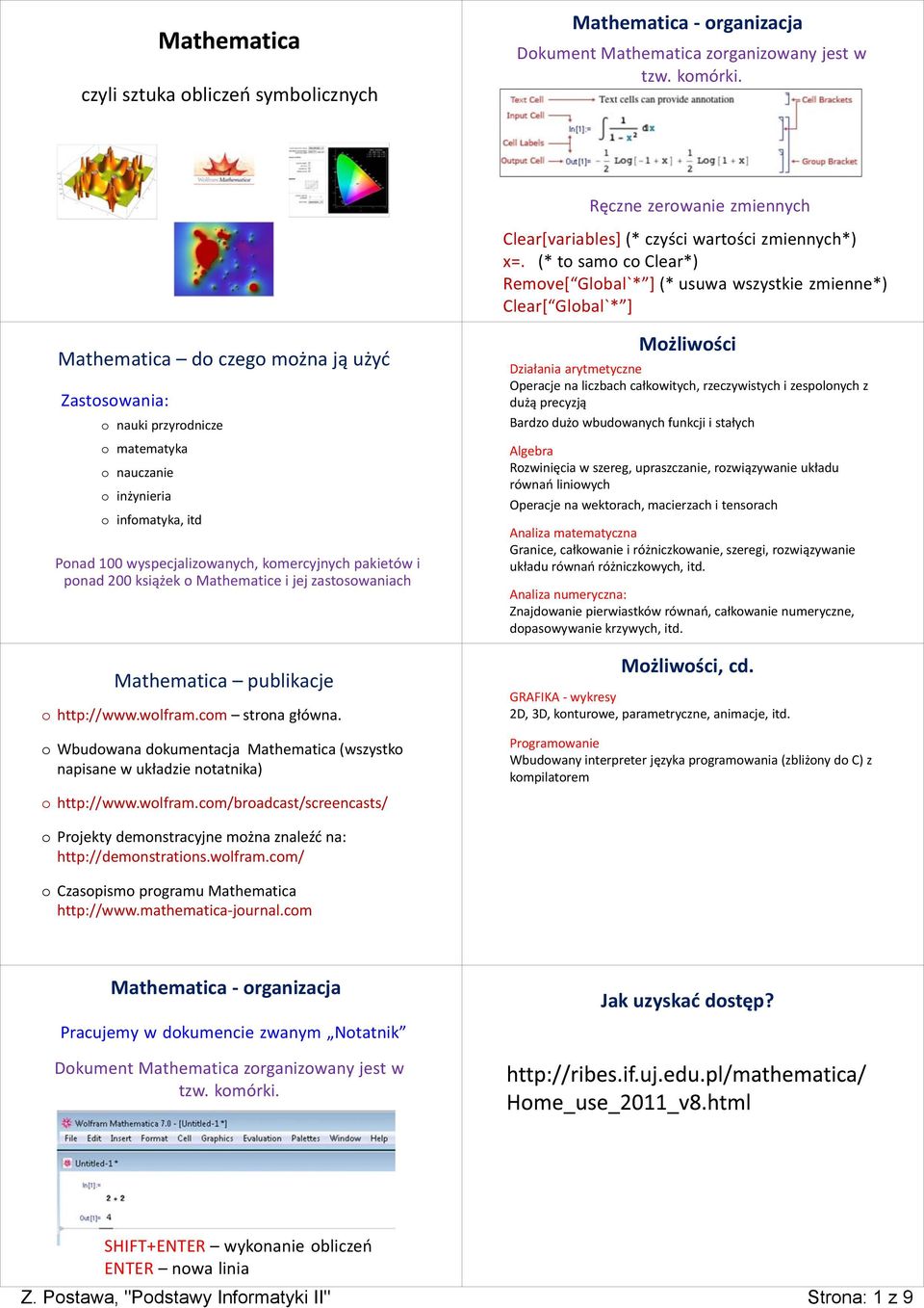 infomatyka, itd Ponad 100 wyspecjalizowanych, komercyjnych pakietów i ponad 200 książek o Mathematice i jej zastosowaniach Mathematica publikacje o http://www.wolfram.com strona główna.