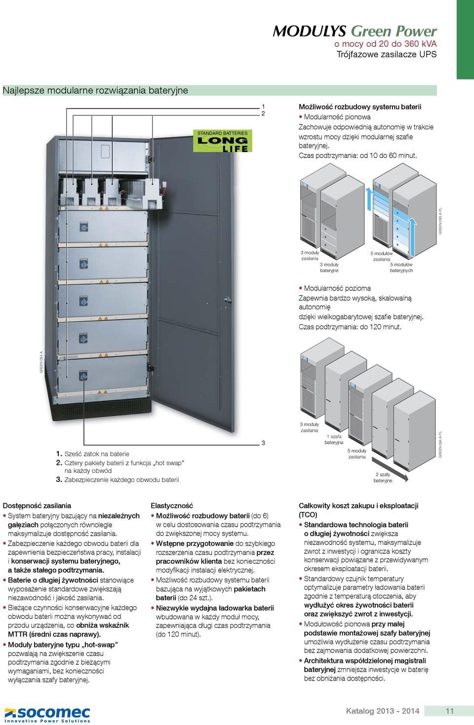 GREEN 093 A PL zasilania zasilania Modularność pozioma Zapewnia bardzo wysoką, skalowalną autonomię dzięki wielkogabarytowej szafie bateryjnej. Czas podtrzymania: do 120 minut.