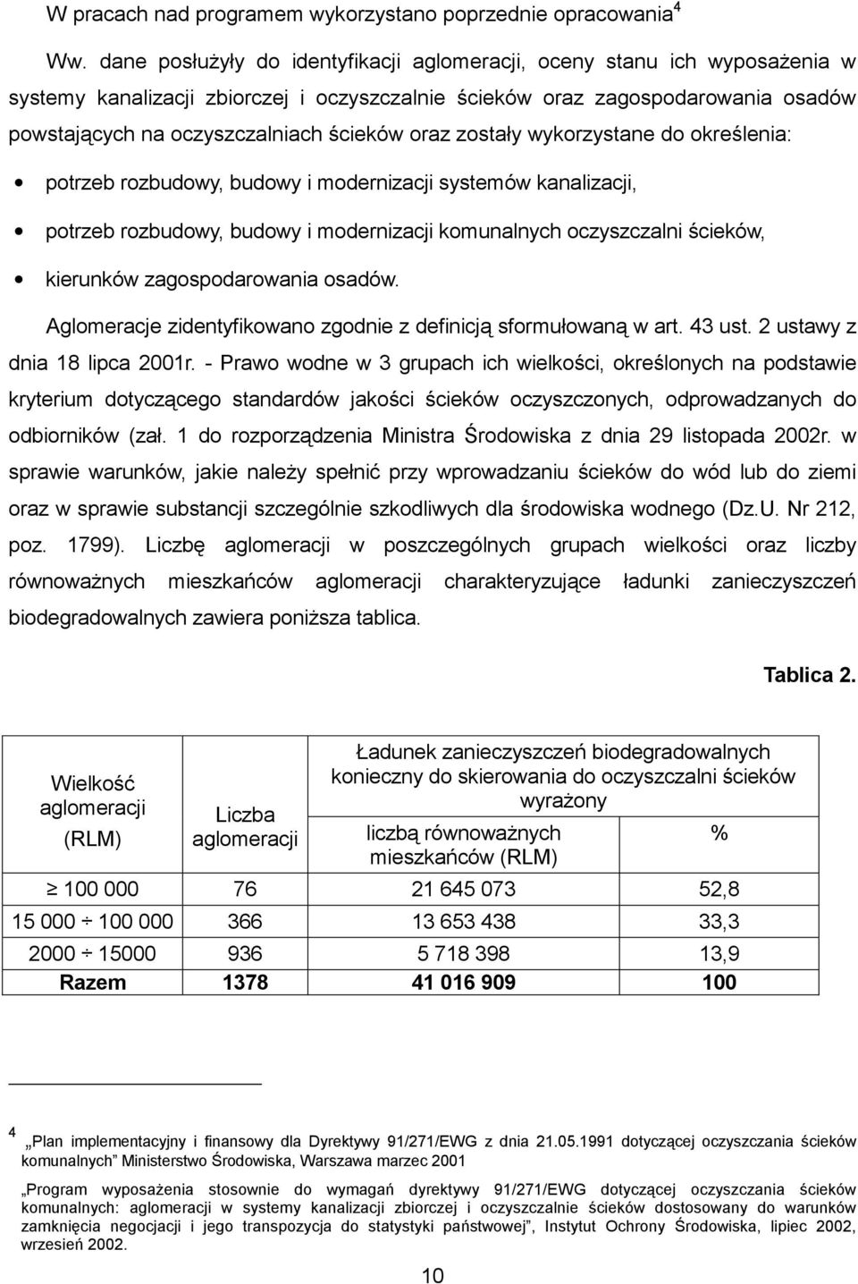 oraz zostały wykorzystane do określenia: potrzeb rozbudowy, budowy i modernizacji systemów kanalizacji, potrzeb rozbudowy, budowy i modernizacji komunalnych oczyszczalni ścieków, kierunków