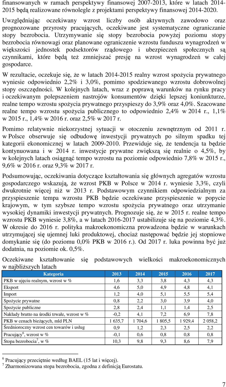 Utrzymywanie się stopy bezrobocia powyŝej poziomu stopy bezrobocia równowagi oraz planowane ograniczenie wzrostu funduszu wynagrodzeń w większości jednostek podsektorów rządowego i ubezpieczeń