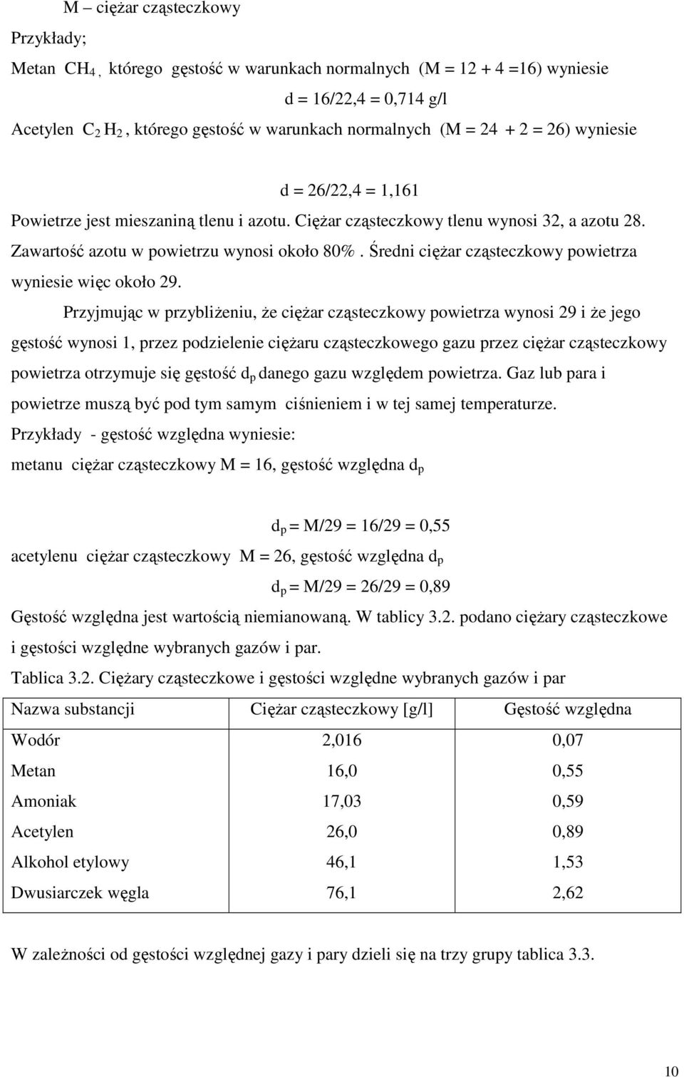 Średni cięŝar cząsteczkowy powietrza wyniesie więc około 29.