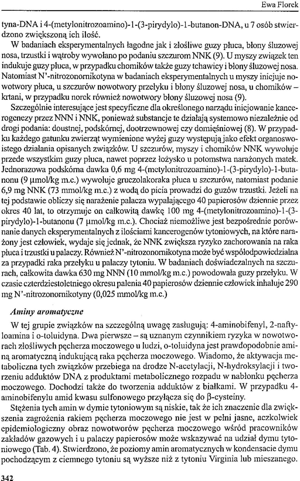 U myszy związek ten indukuje guzy płnca, w przypadku chomików także guzy tchawicy i błony śluzowej nosa.