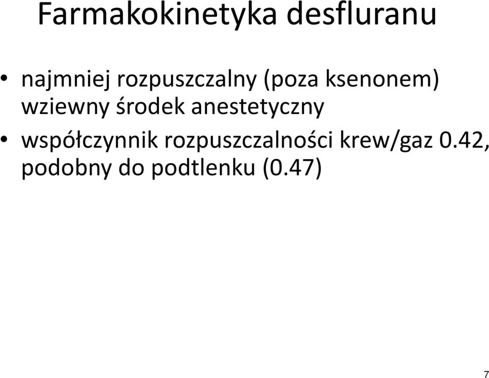 środek anestetyczny współczynnik