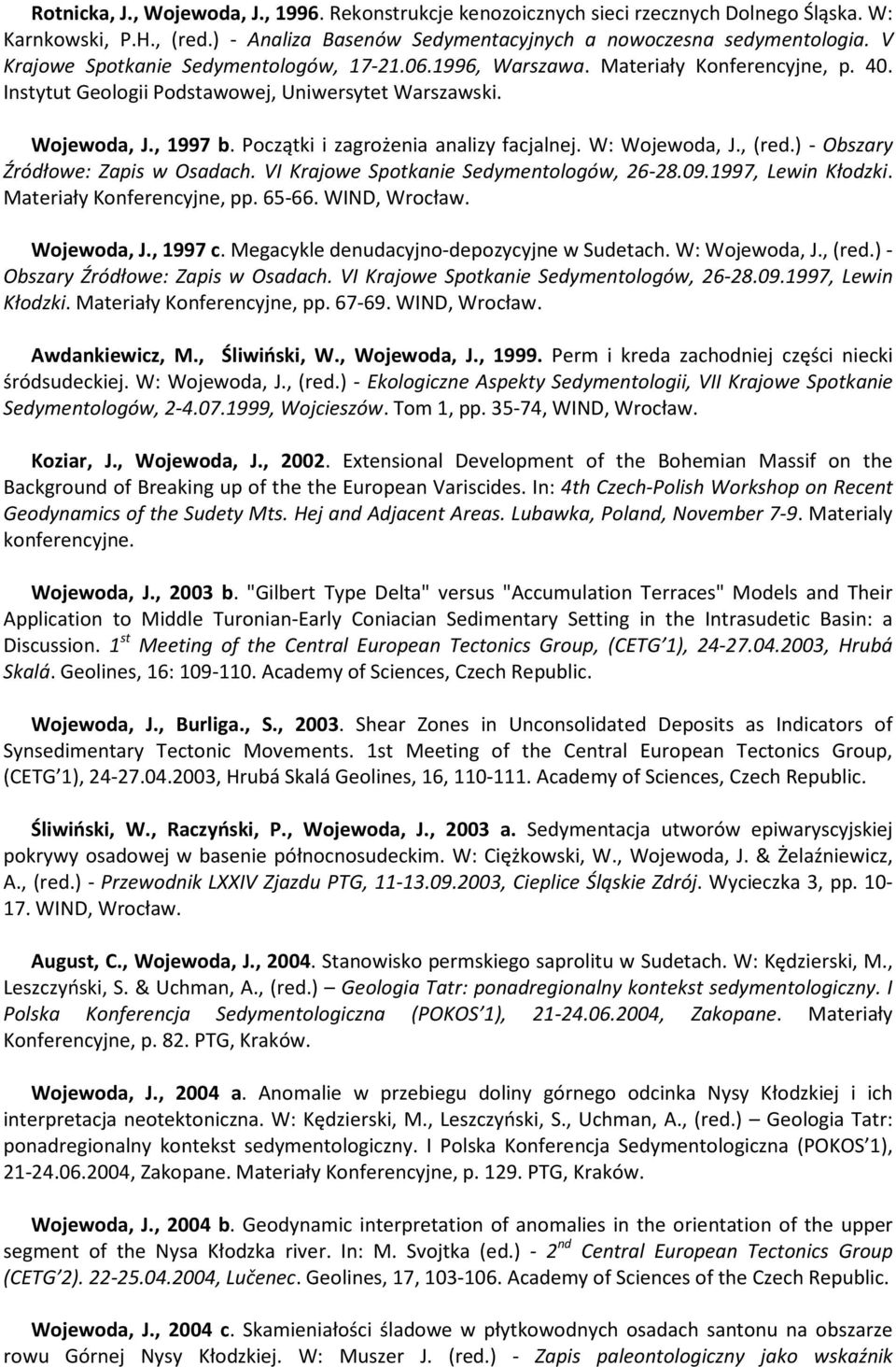 Początki i zagrożenia analizy facjalnej. W: Wojewoda, J., (red.) - Obszary Źródłowe: Zapis w Osadach. VI Krajowe Spotkanie Sedymentologów, 26-28.09.1997, Lewin Kłodzki. Materiały Konferencyjne, pp.