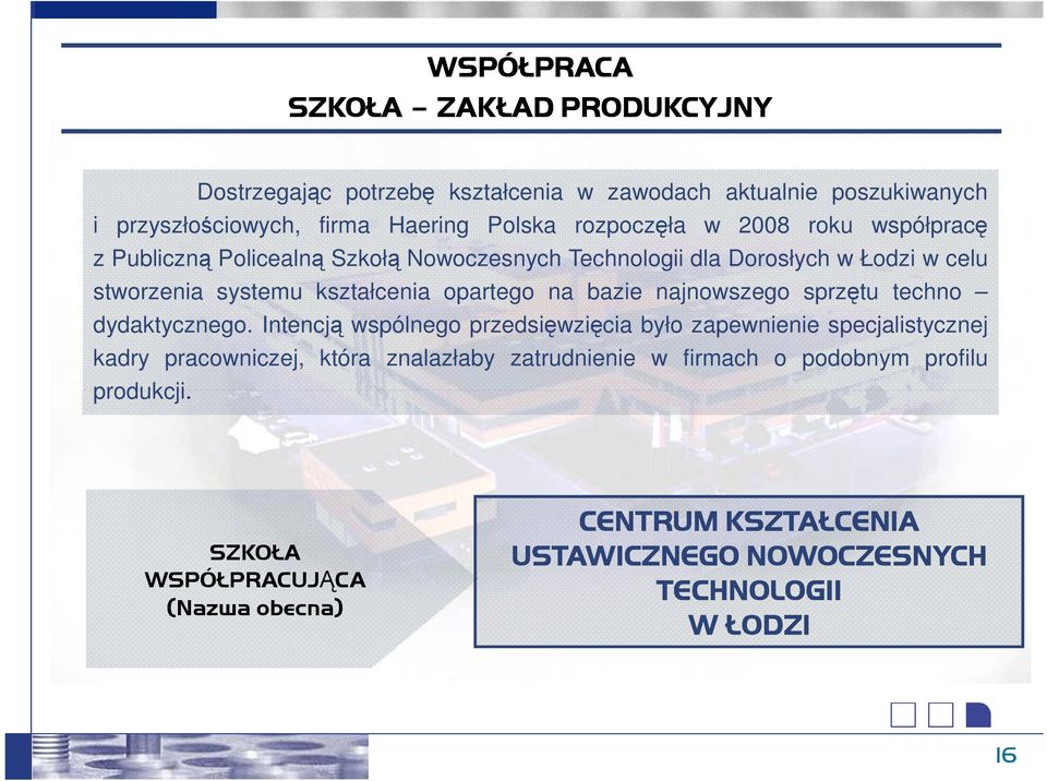 opartego na bazie najnowszego sprzętu techno dydaktycznego.