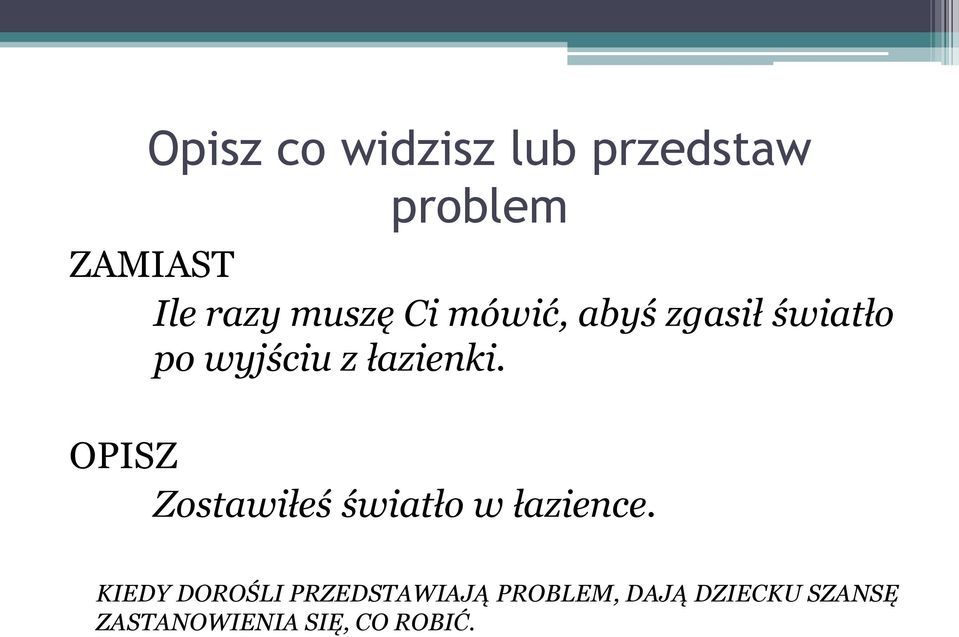 OPISZ Zostawiłeś światło w łazience.