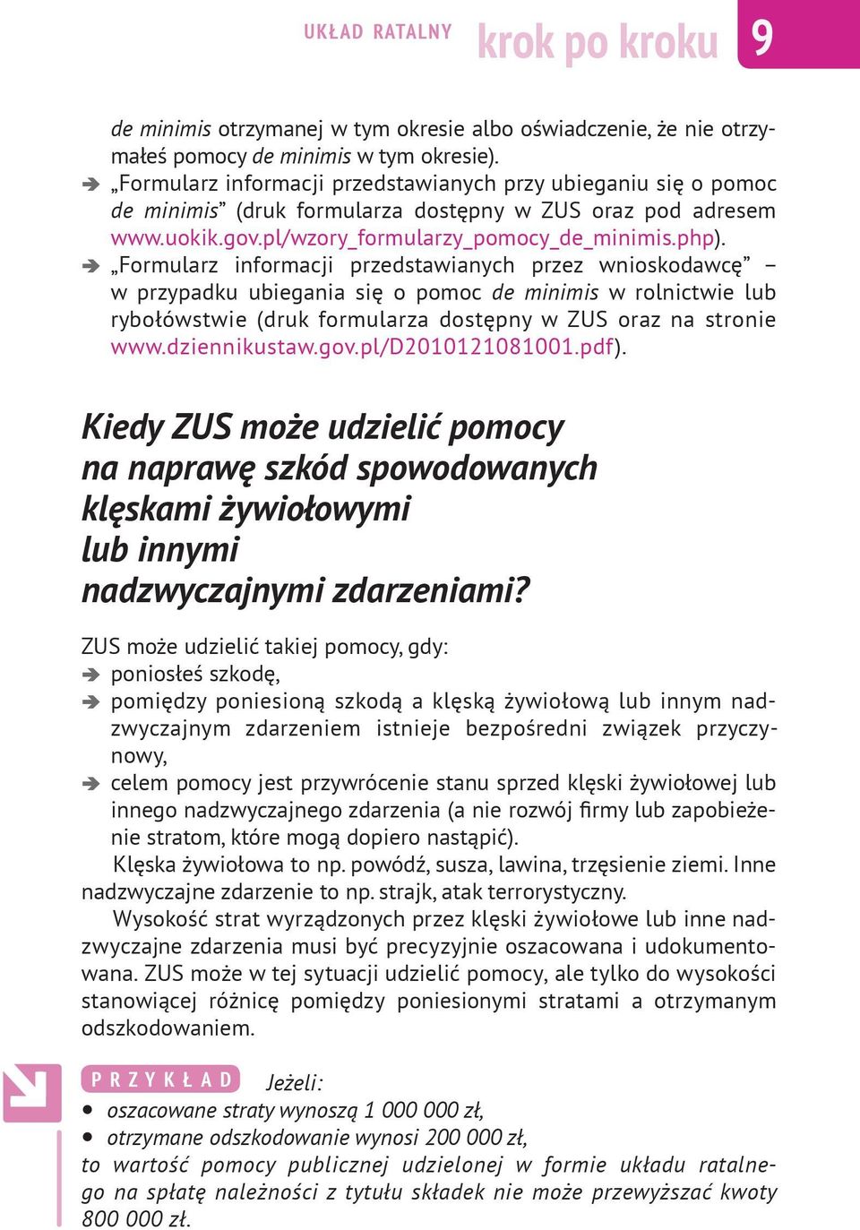 Formularz informacji przedstawianych przez wnioskodawcę w przypadku ubiegania się o pomoc de minimis w rolnictwie lub rybołówstwie (druk formularza dostępny w ZUS oraz na stronie www.dziennikustaw.