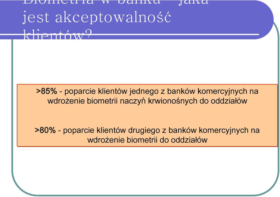 wdrożenie biometrii naczyń krwionośnych do oddziałów >80% -