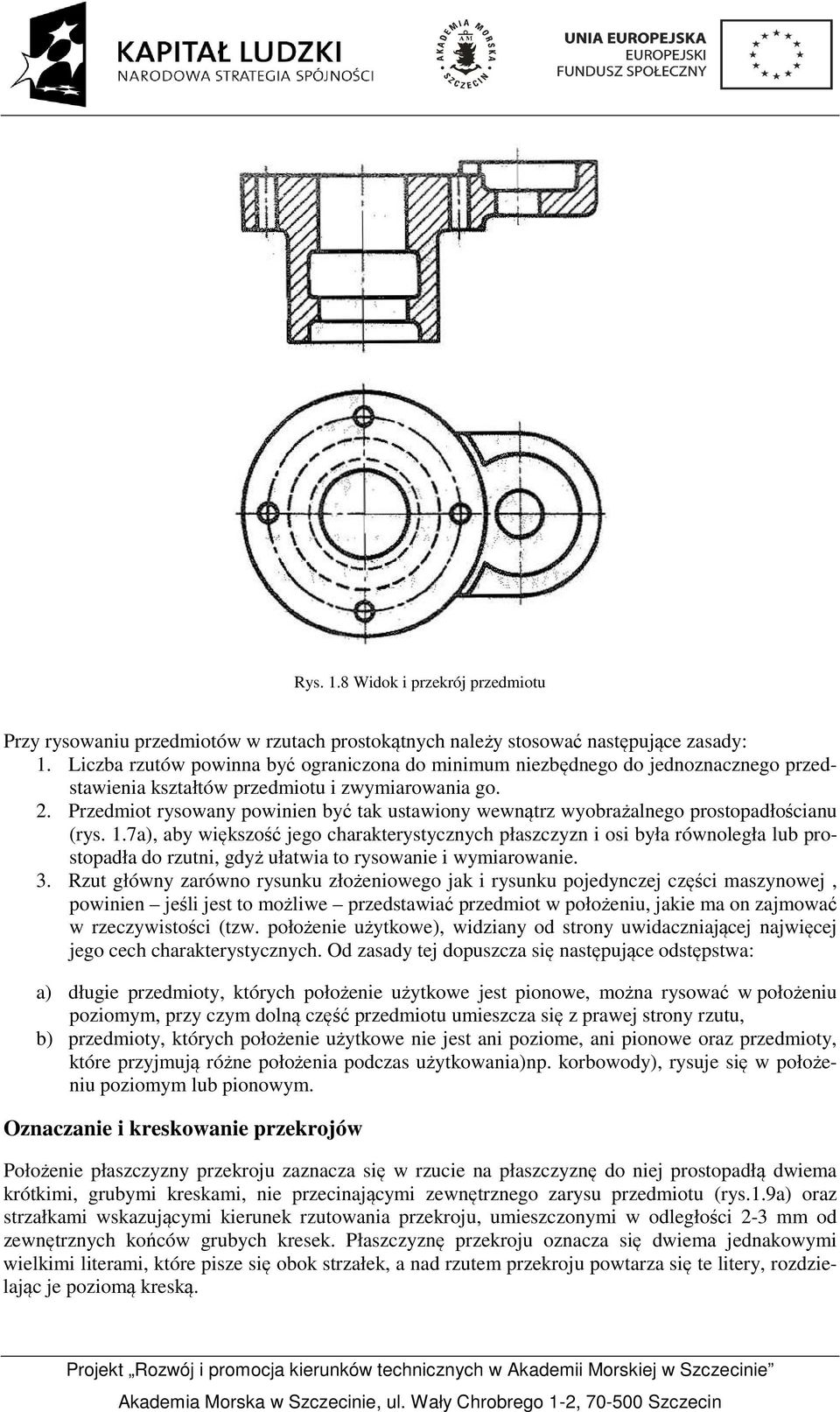 Przedmiot rysowany powinien być tak ustawiony wewnątrz wyobrażalnego prostopadłościanu (rys. 1.