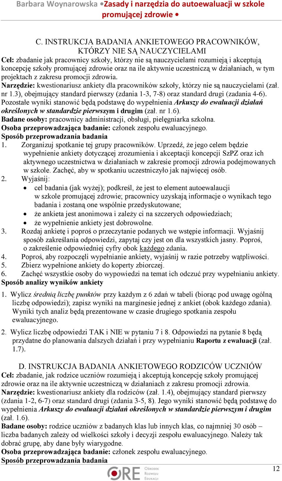 3), obejmujący standard pierwszy (zdania 1-3, 7-8) oraz standard drugi (zadania 4-6).