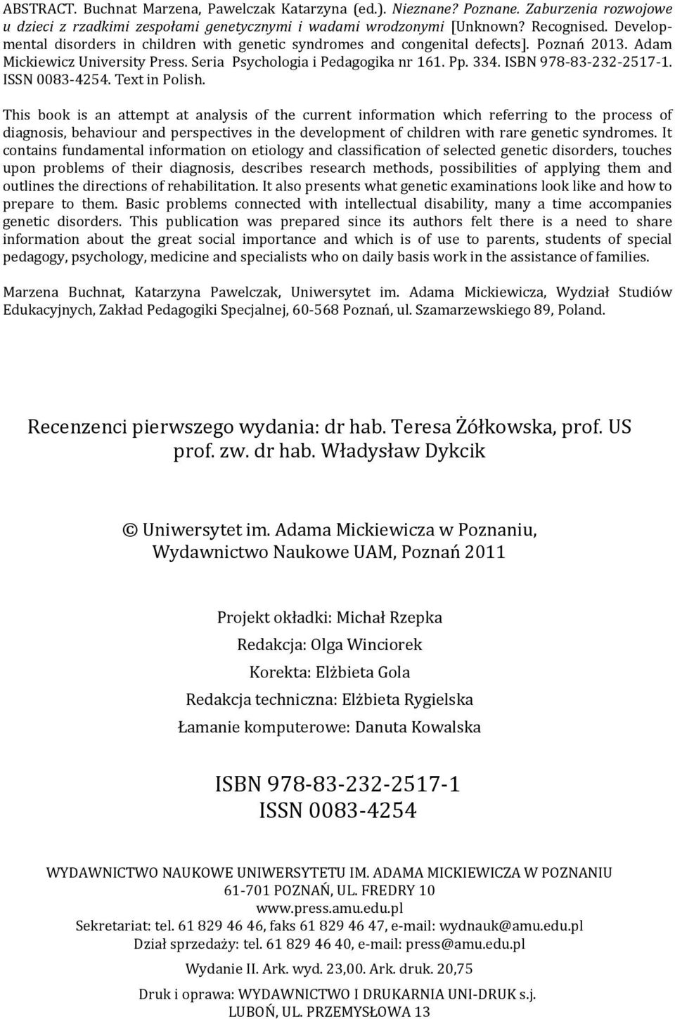 ISBN 978 83 232 2517 1. ISSN 0083 4254. Text in Polish.